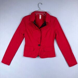 No Boundaries Blazer Coat Womens Size Medium Single Breasted Sequin Lined Red